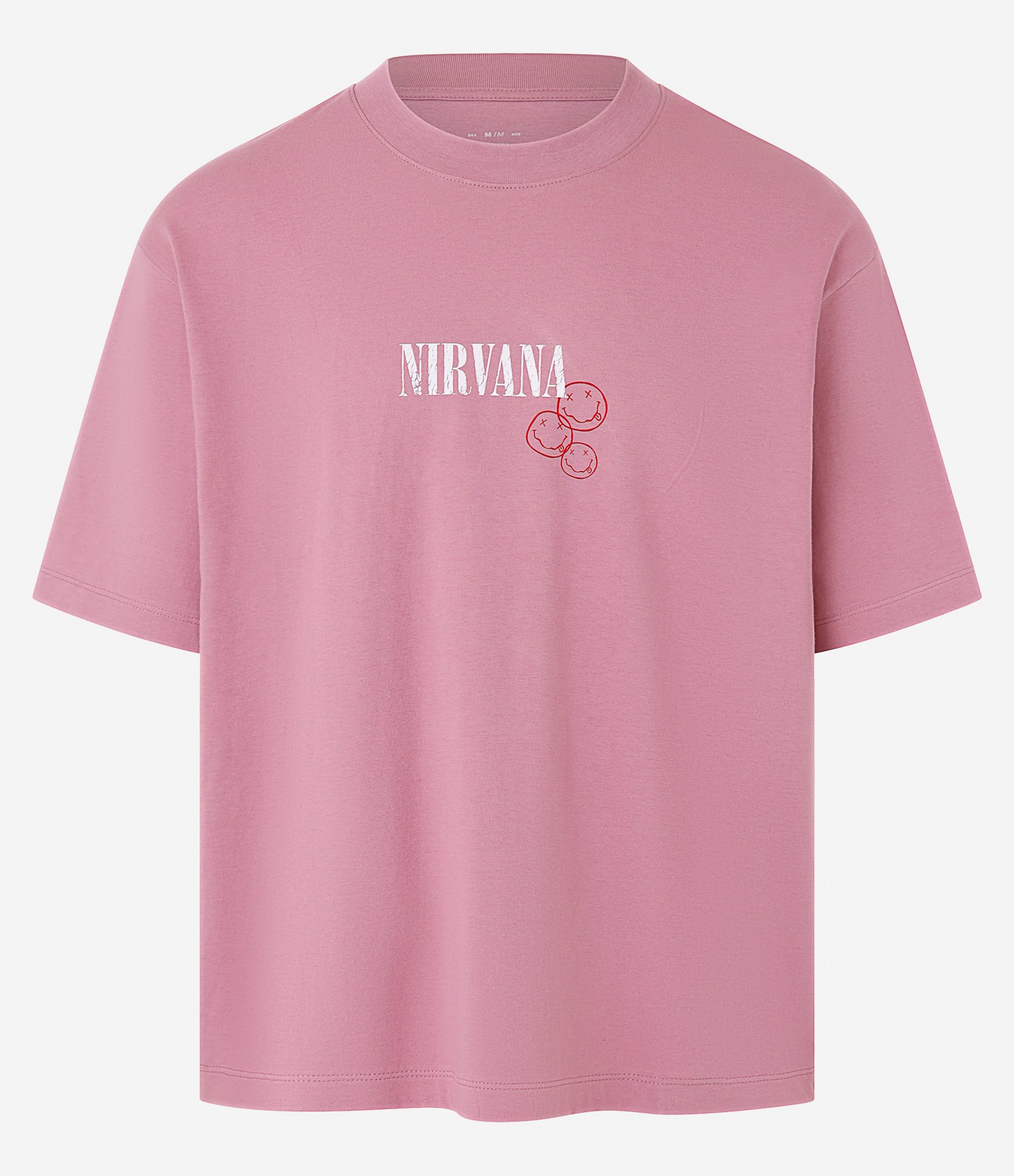 Camiseta Boxy em Algodão com Estampa Nirvana Rosa 5