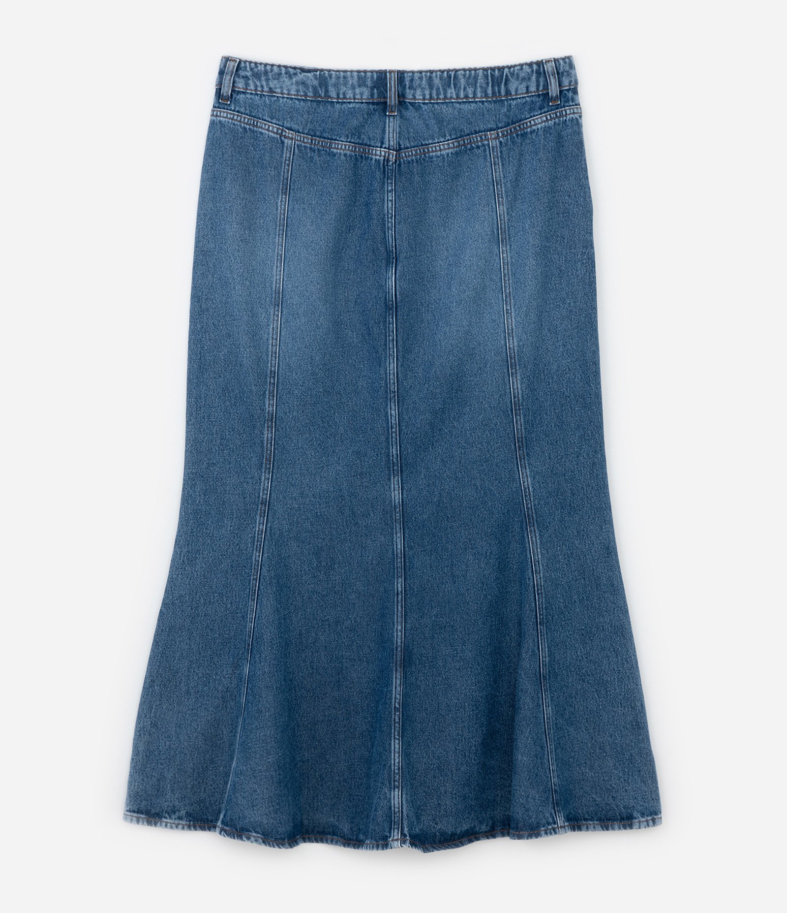 Saia Midi Sereia em Jeans Curve & Plus Size Azul 7