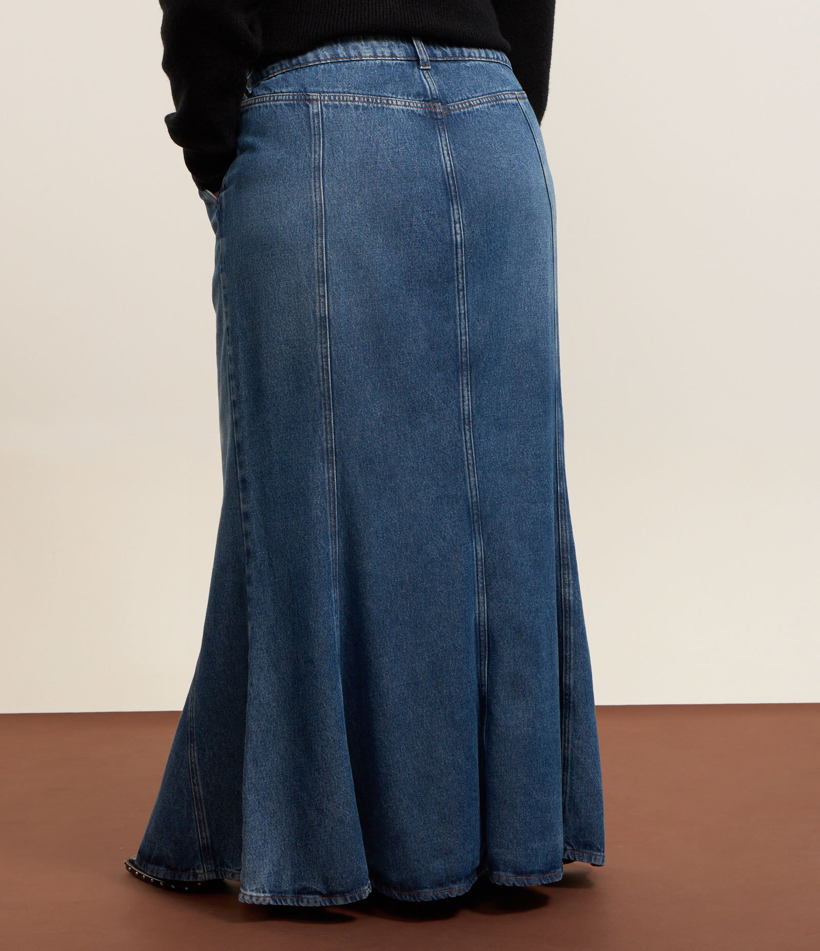 Saia Midi Sereia em Jeans Curve & Plus Size Azul 3