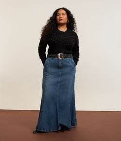 Saia Midi Sereia em Jeans Curve & Plus Size