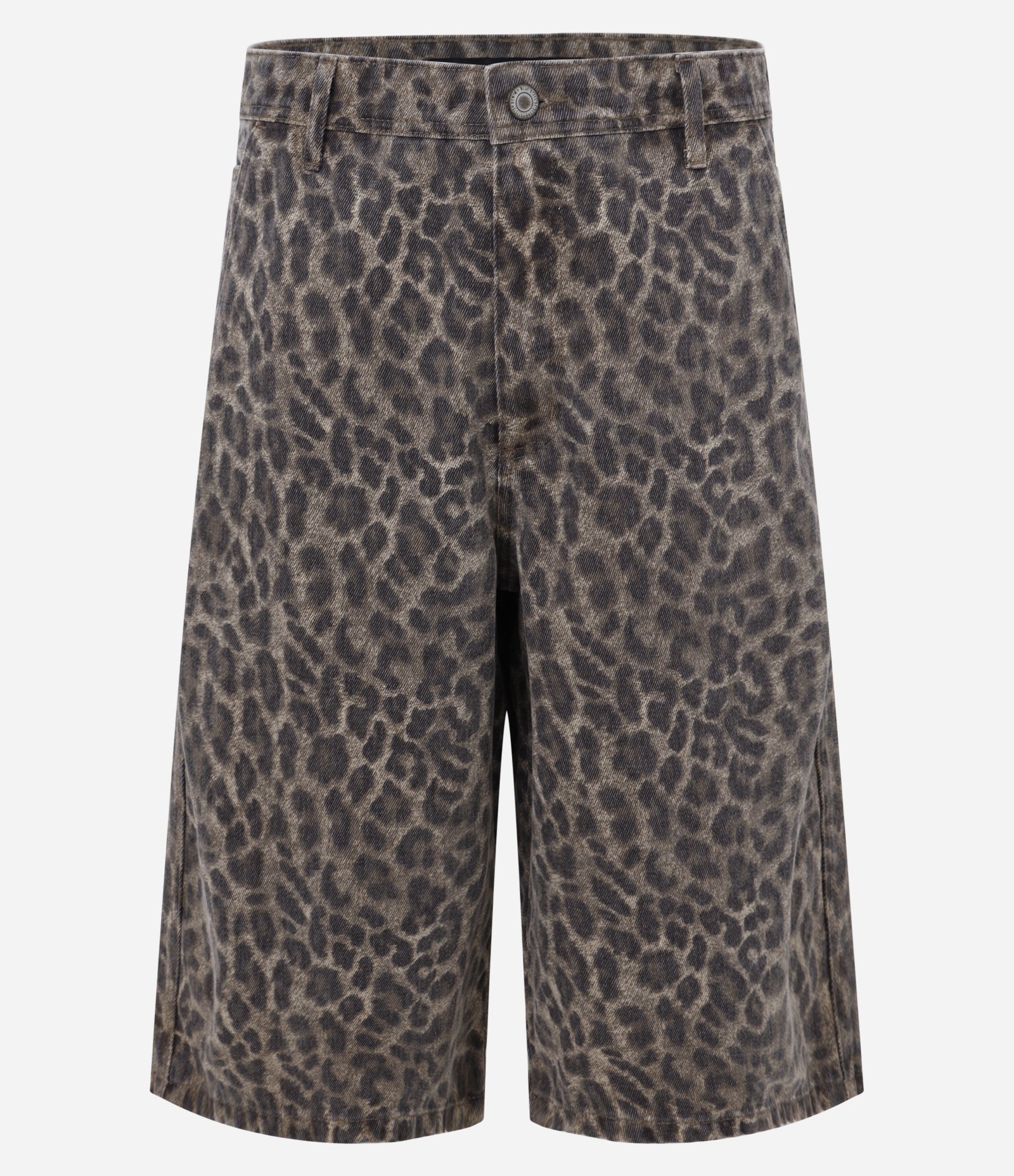 Bermuda Baggy em Sarja com Estampa Animal Print Oncinha Marrom 6