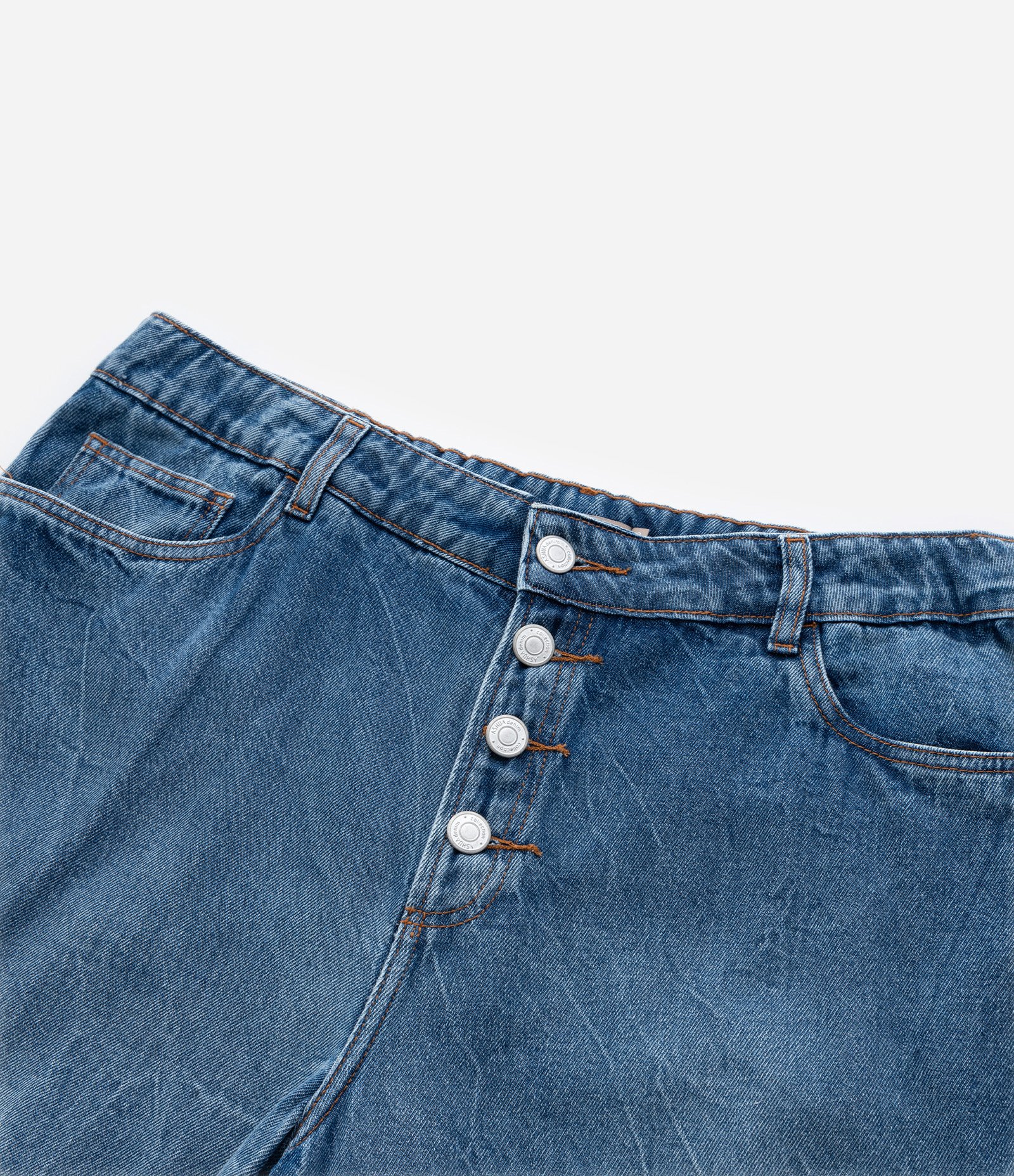 Calça Reta em Jeans com Botões Curve & Plus Size Azul 8