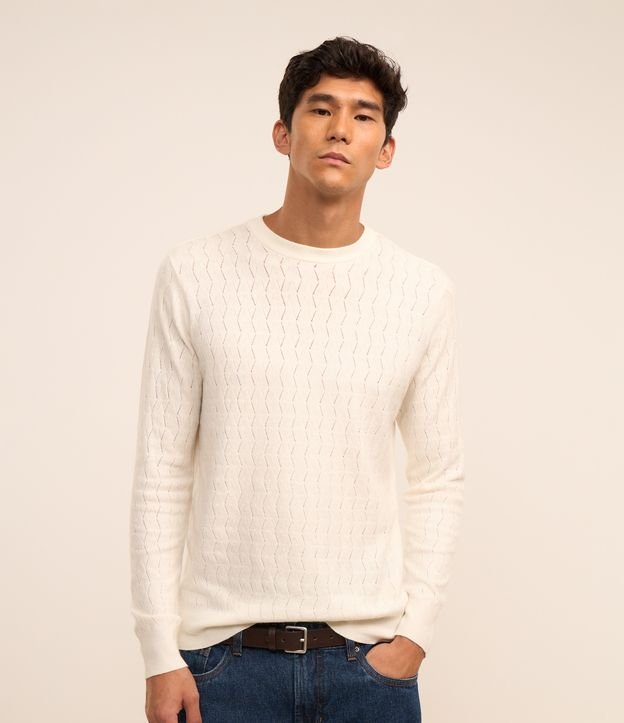 Suéter em Tricô com Textura Ondulada