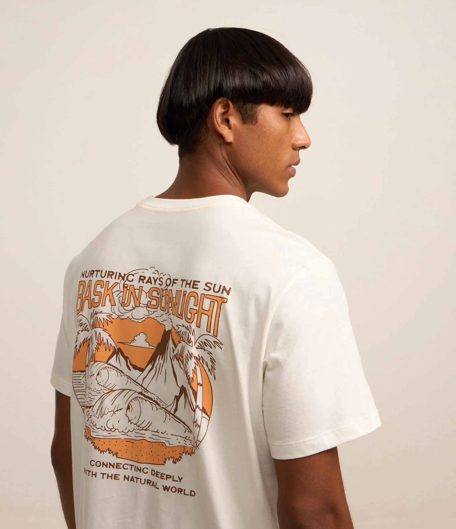 Camiseta Comfort em Algodão com Estampa Bask in Sunlight Branco 1