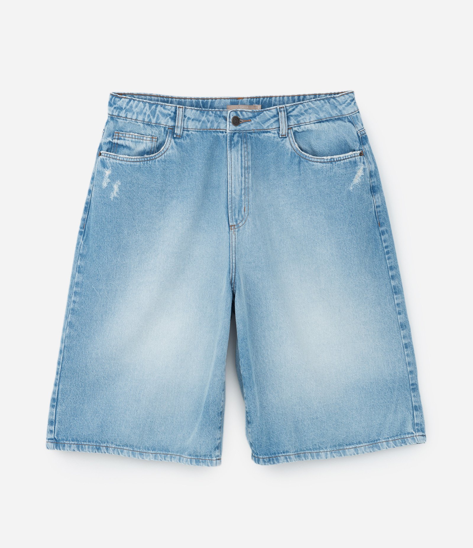 Bermuda Jorts em Jeans com Puídos Curve & Plus Size Azul 7