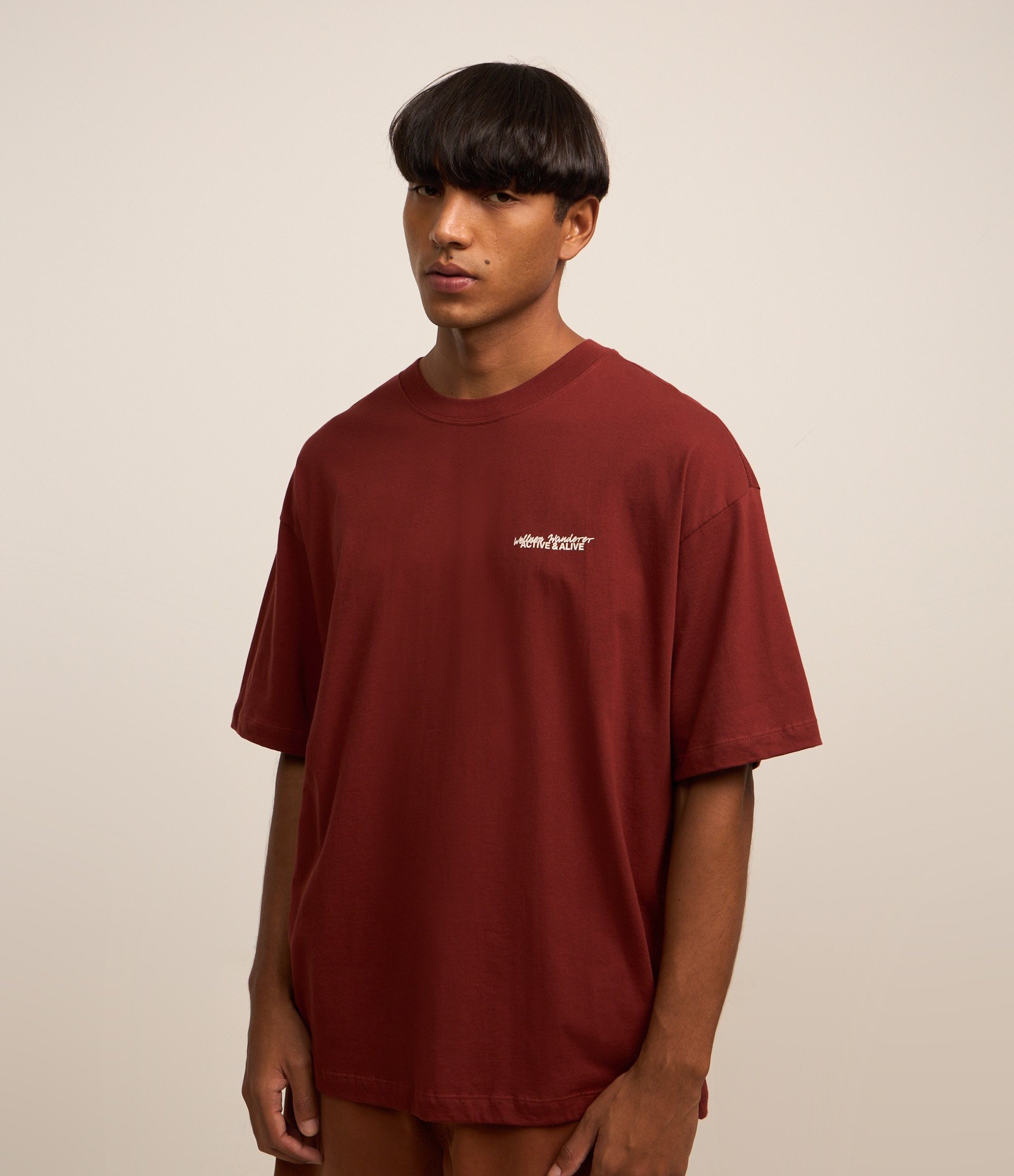 Camiseta Oversized em Algodão com Estampa Lettering Marrom Terracota 1