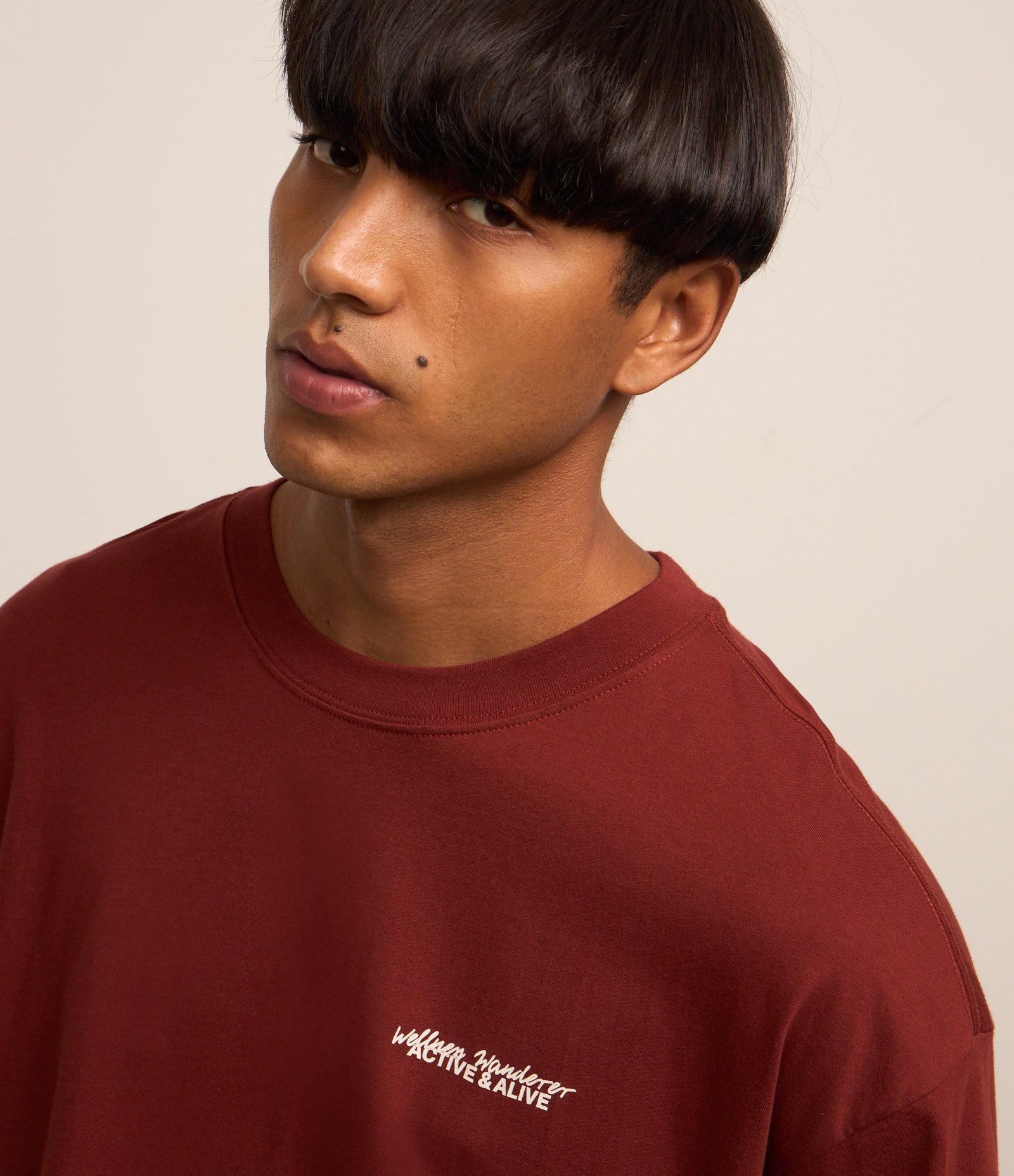 Camiseta Oversized em Algodão com Estampa Lettering Marrom Terracota 3