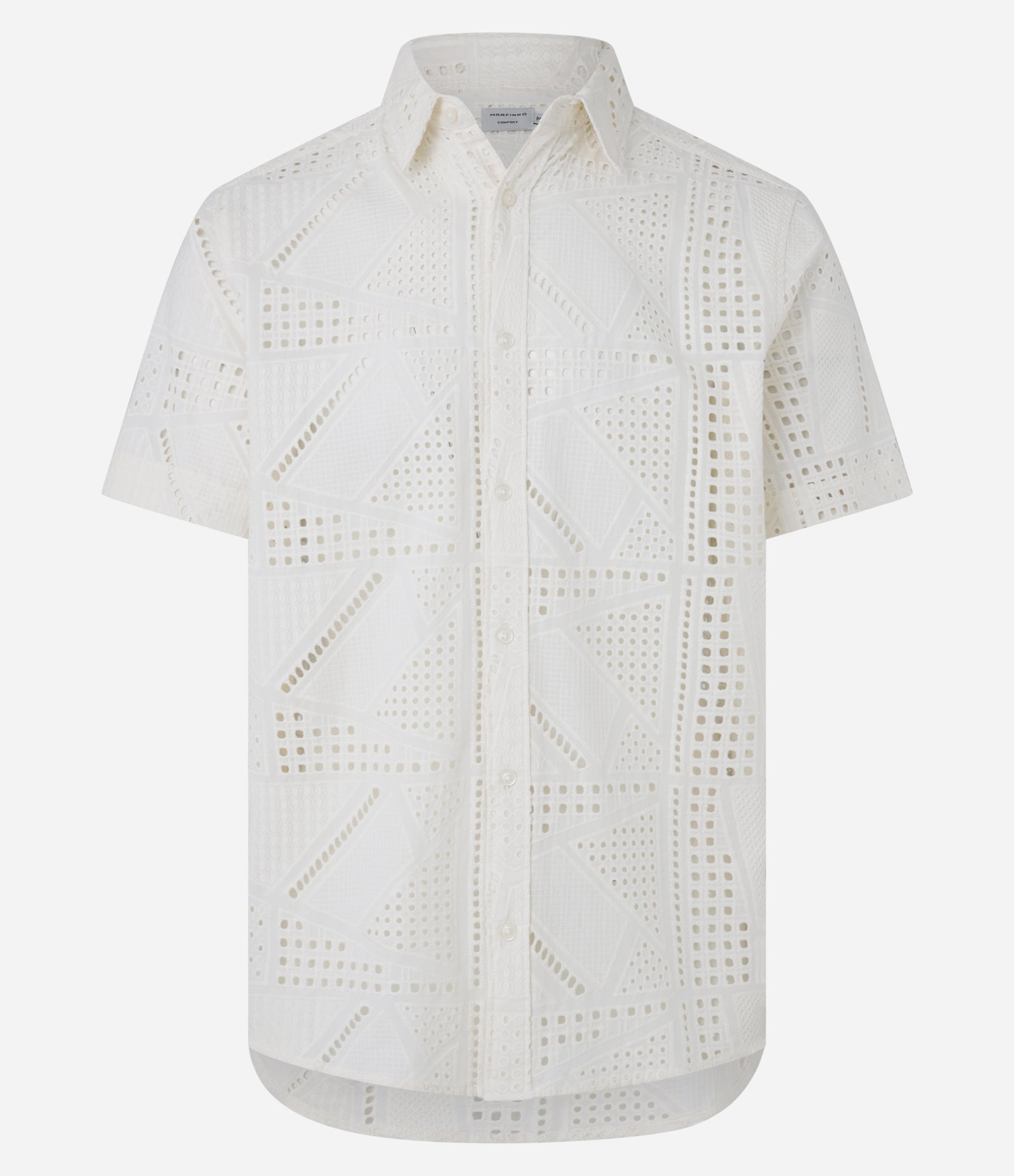 Camisa Comfort em Laise com Textura Patchwork Off White 4