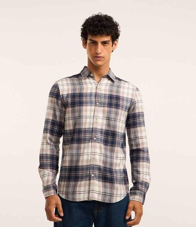 Camisa Regular em Flanela com Estampa Xadrez
