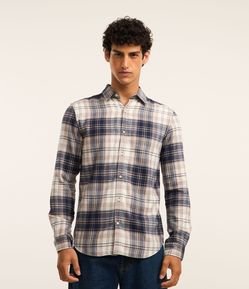 Camisa Regular em Flanela com Estampa Xadrez