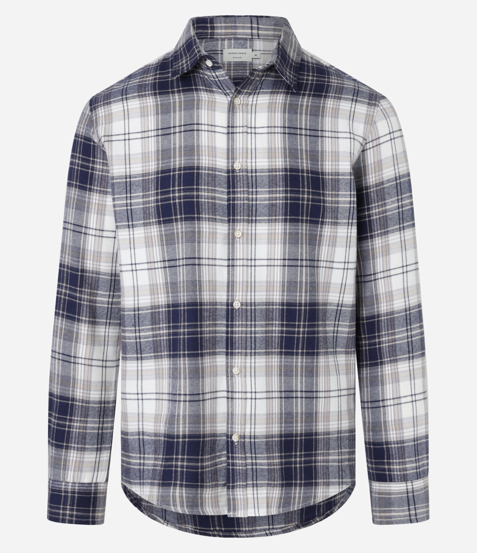 Camisa Regular em Flanela com Estampa Xadrez Azul/Bege 4