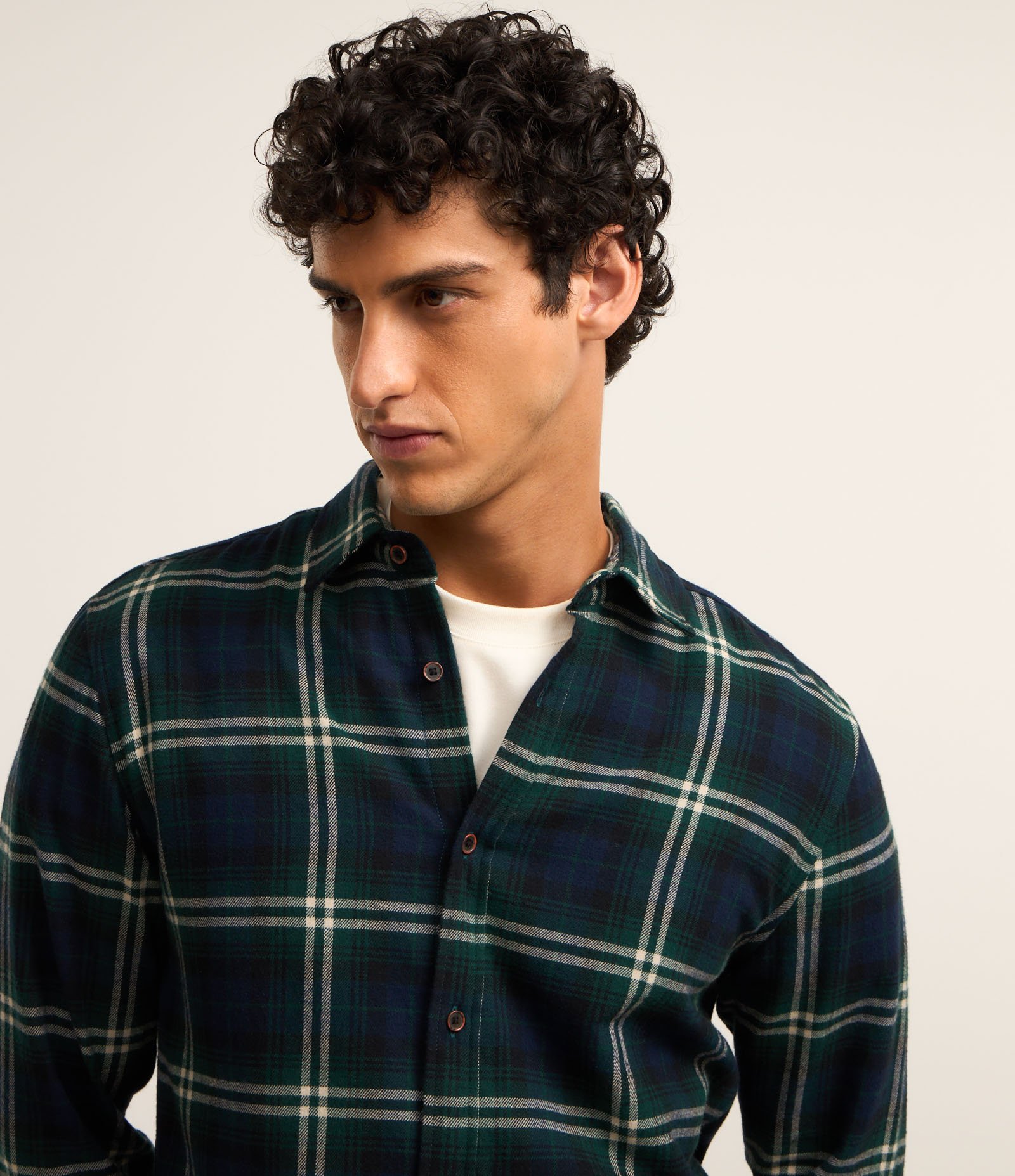 Camisa Regular em Flanela com Estampa Xadrez Azul 3