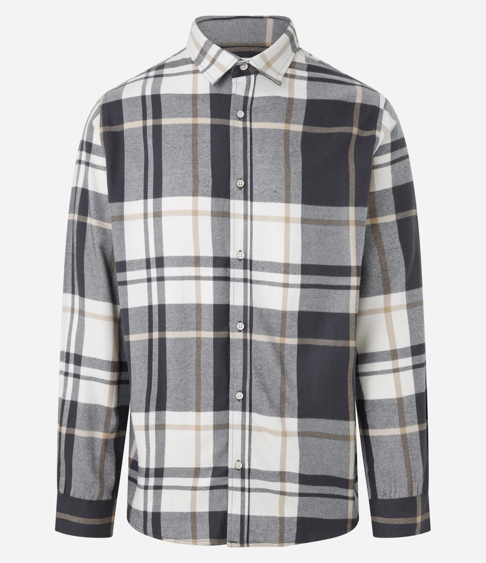 Camisa em Flanela com Estampa Xadrez e Abotoamento Cinza 1