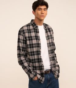 Camisa Regular em Flanela com Estampa Xadrez