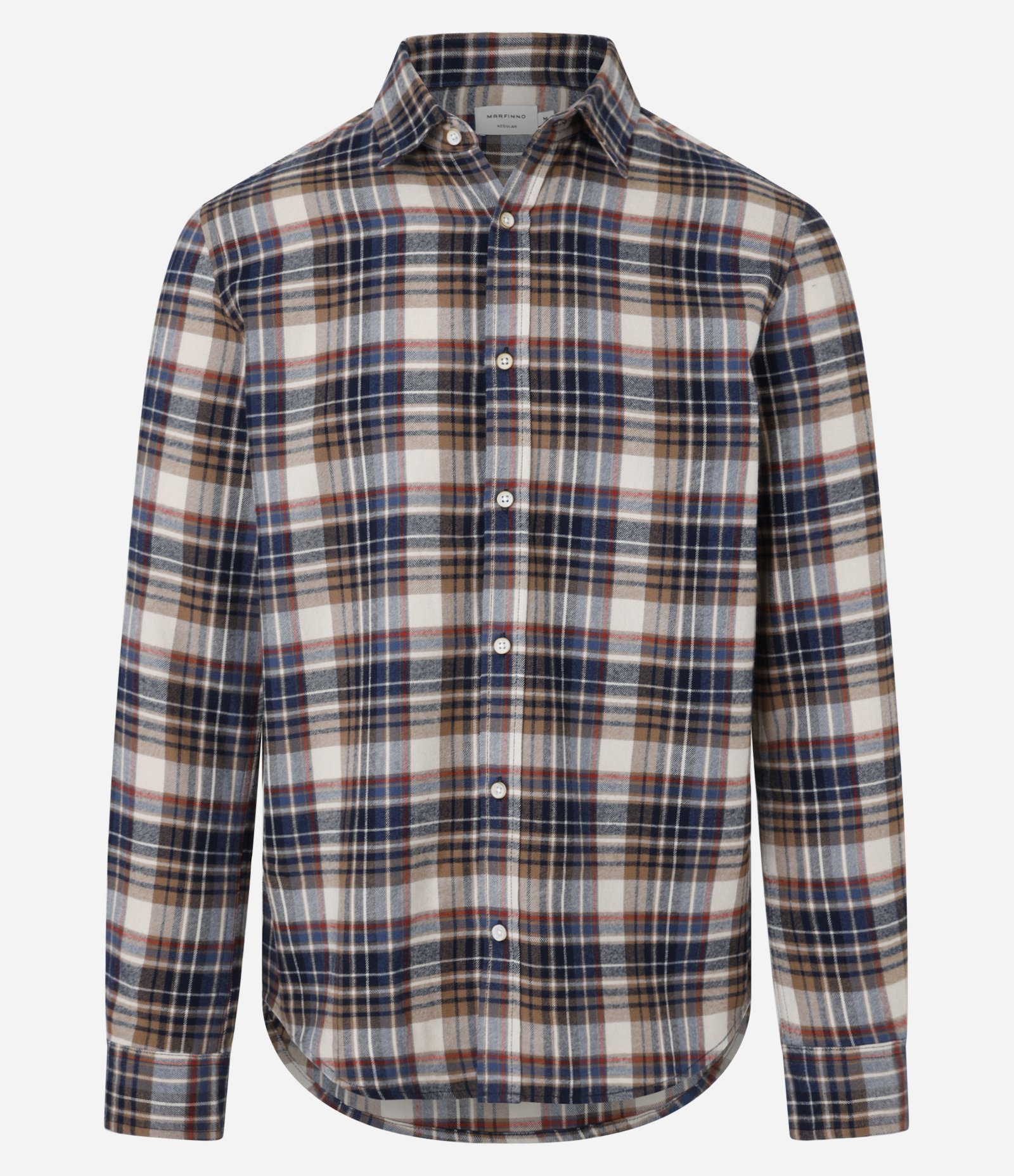 Camisa Regular em Flanela com Estampa Xadrez Bege/Marrom/Azul 4