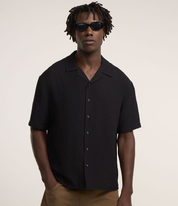 Camisa Boxy em Viscose com Textura Bowling