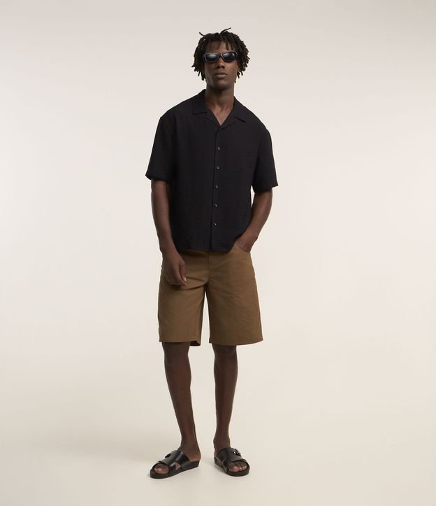 Camisa Boxy em Viscose com Textura Bowling