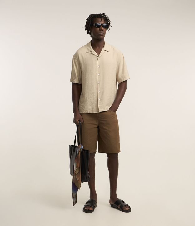 Camisa Boxy em Viscose com Textura Bowling