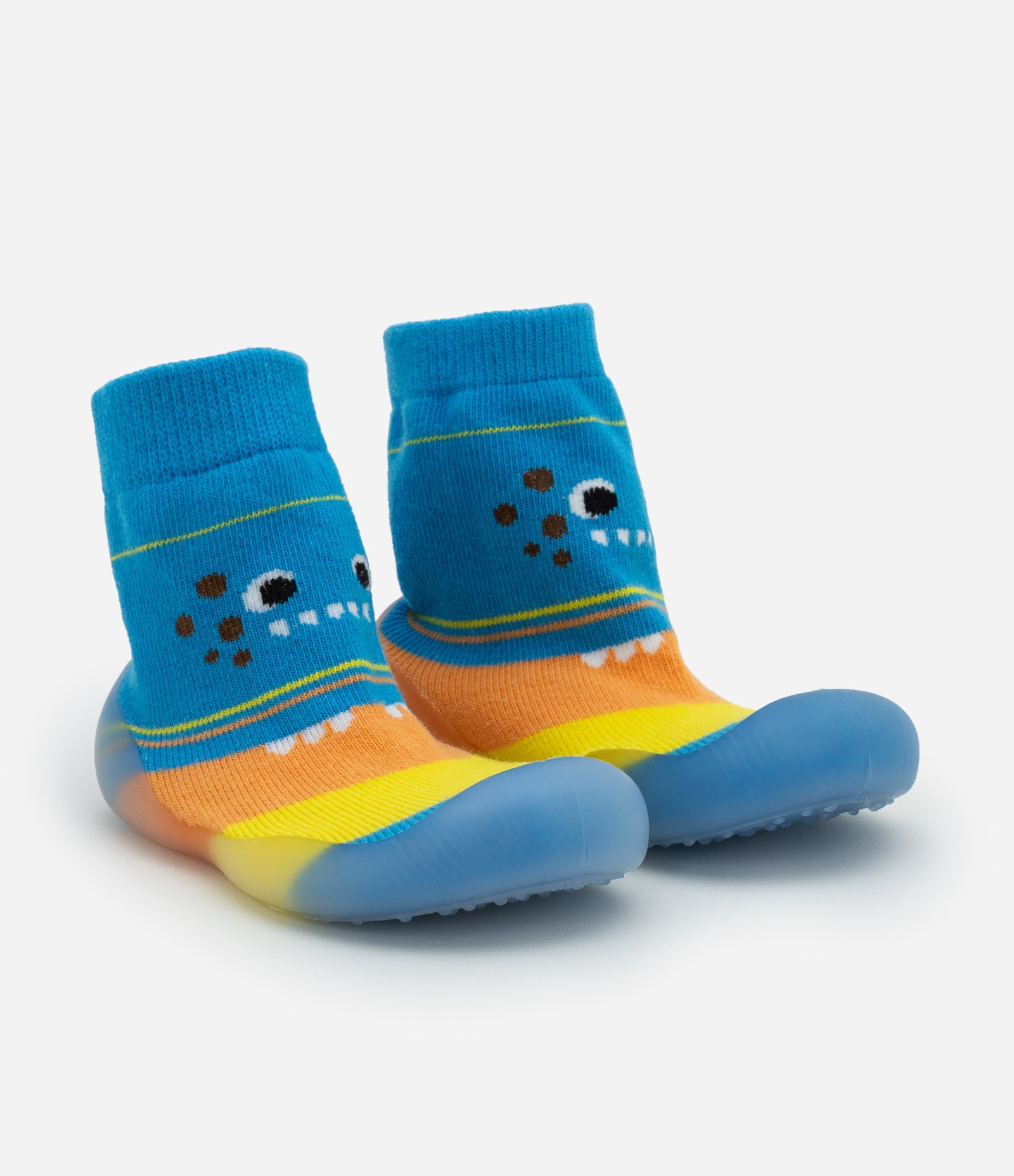 Meia Infantil com Solado Emborrachado e Estampa Bichinho - Tam 19 a 26 Azul 1