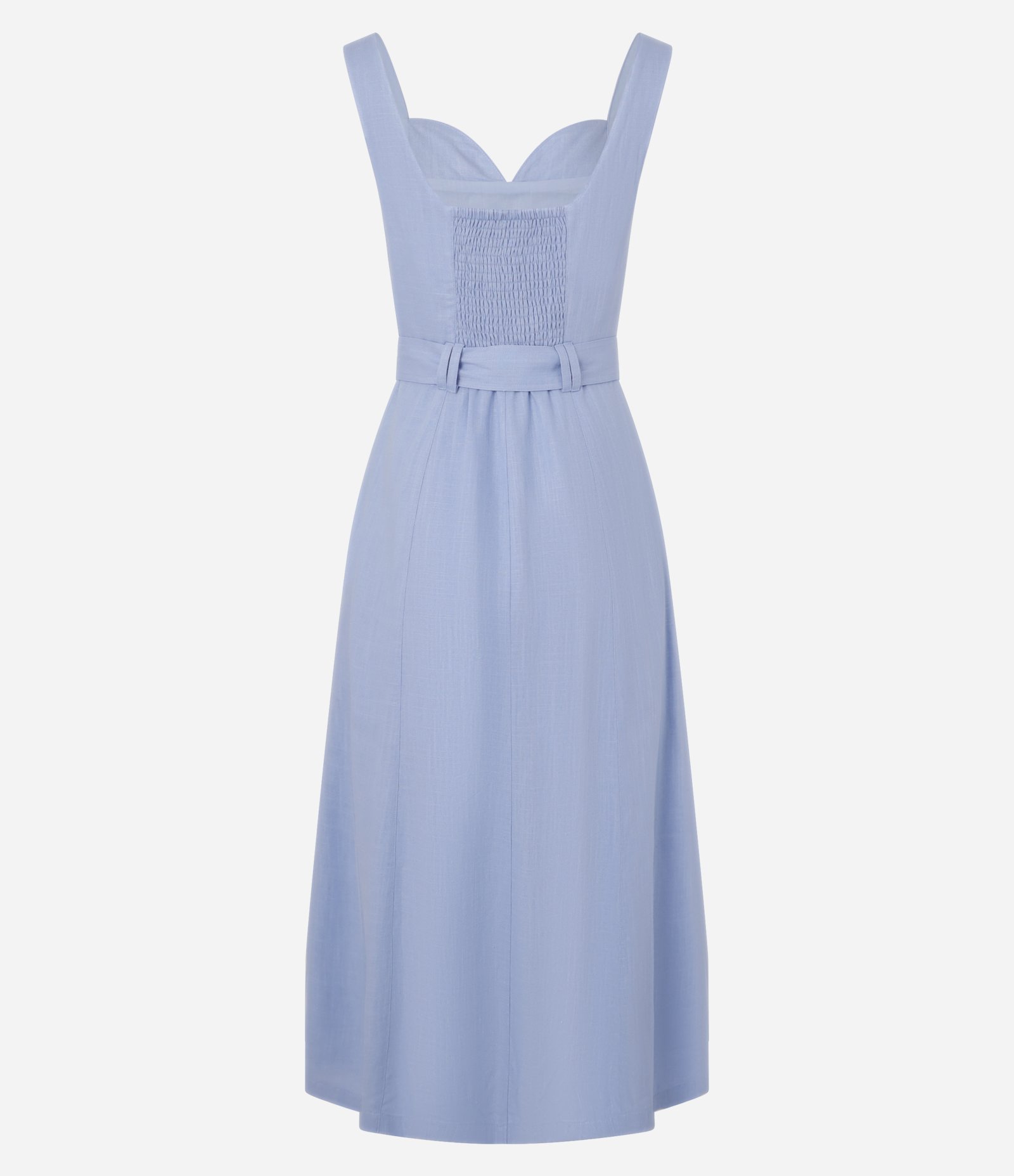 Vestido Midi Sem Manga em Viscolinho com Decote Coração Azul 6