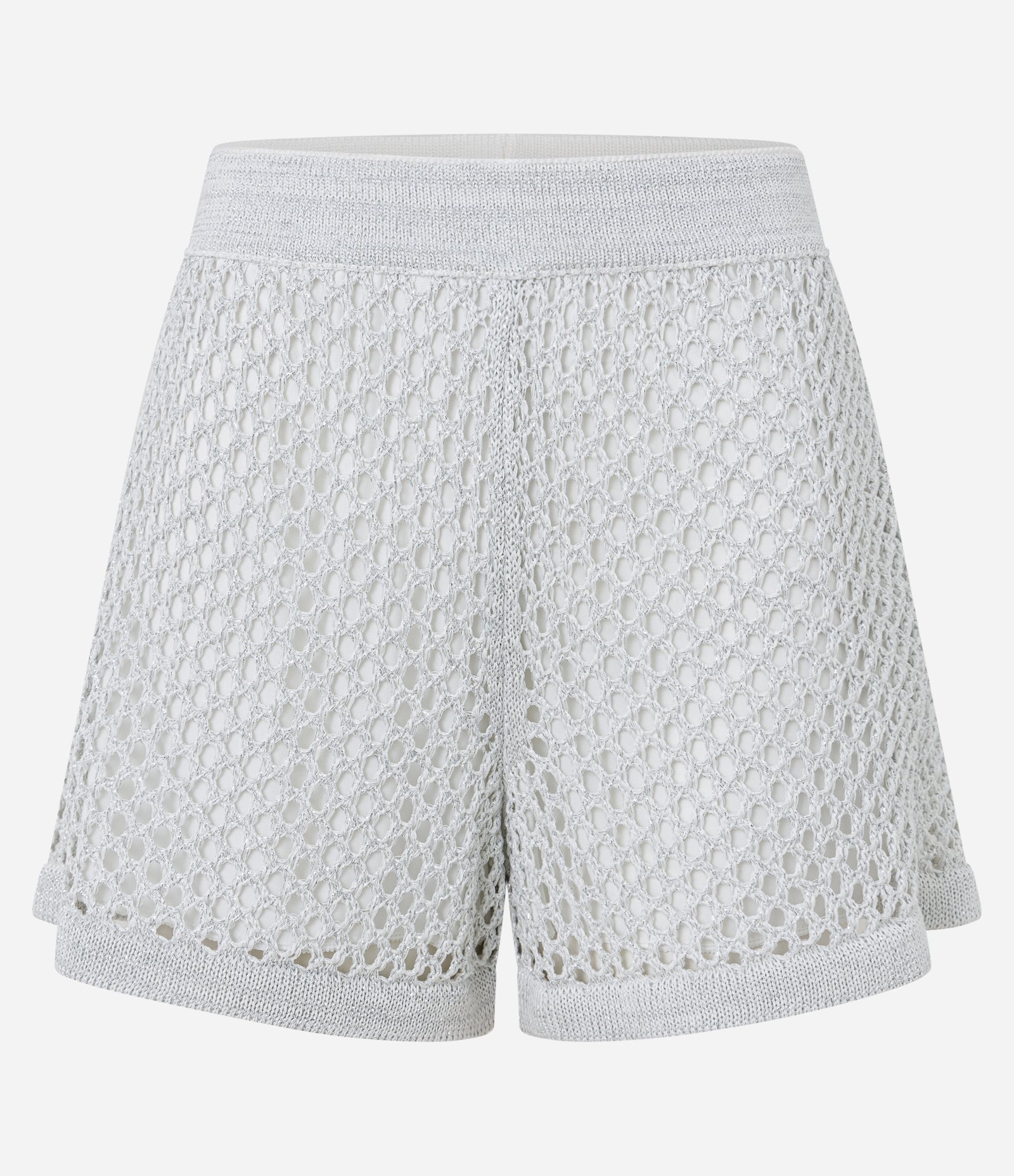 Short em Tricô com Fio Metalizado Off White 5