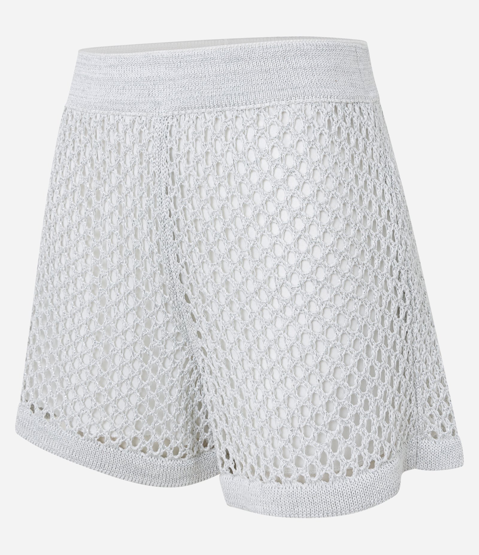Short em Tricô com Fio Metalizado Off White 6