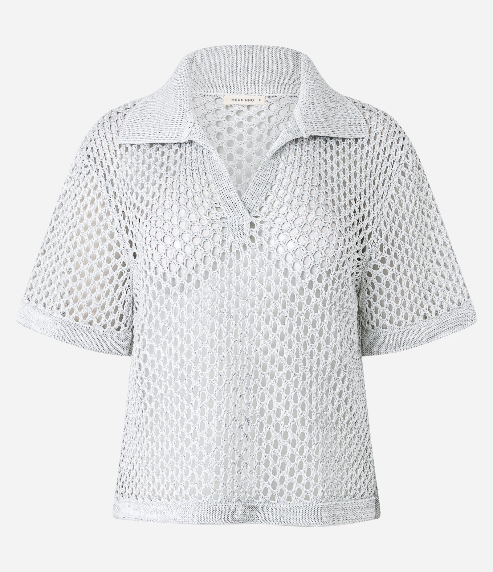 Camisa Polo em Tricô com Fio Metalizado Off White 5