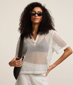 Camisa Polo em Tricô com Fio Metalizado