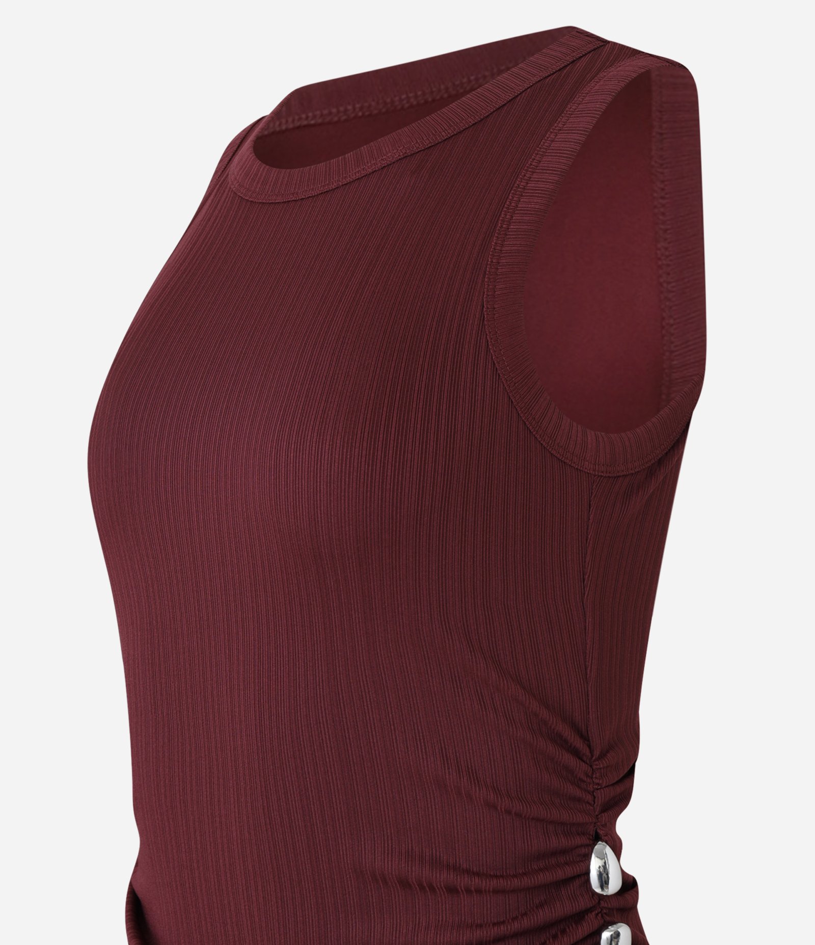 Vestido Sem Manga em Ribana Com Piercings nas Laterais da Cintura Vermelho 8