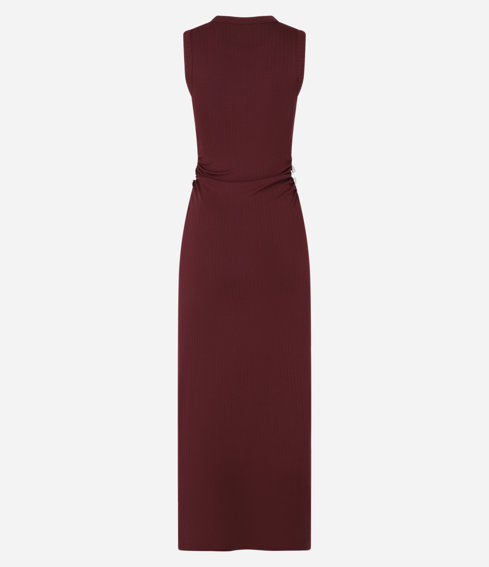 Vestido Sem Manga em Ribana Com Piercings nas Laterais da Cintura Vermelho 9