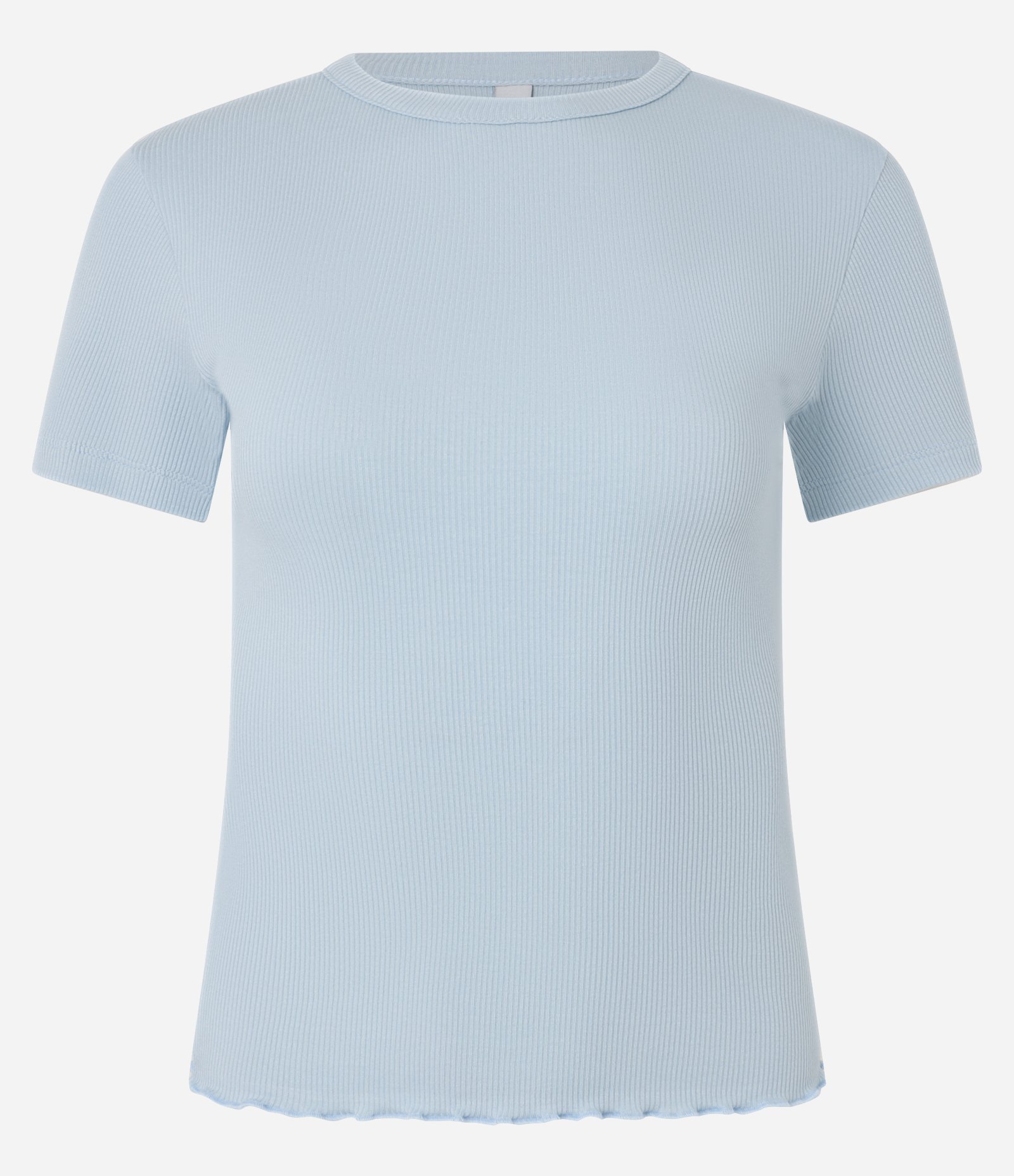 Blusa Básica Texturizada em Viscose com Acabamento Frufru Azul Claro 4