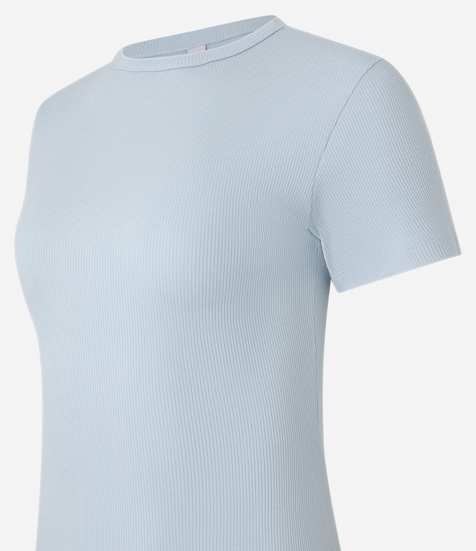 Blusa Básica Texturizada em Viscose com Acabamento Frufru Azul Claro 5