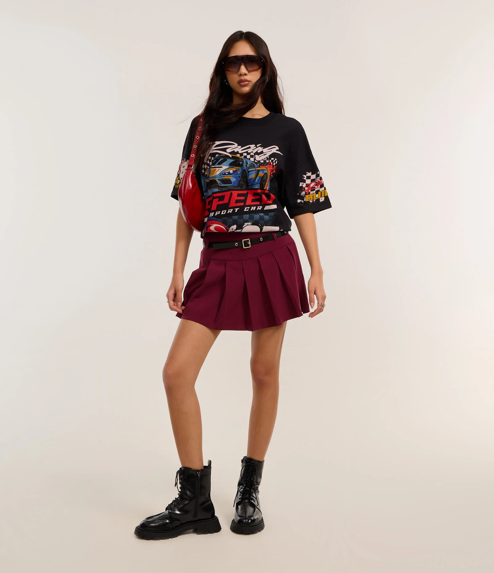 Short Saia em Alfaiataria Plissada com Cinto 1