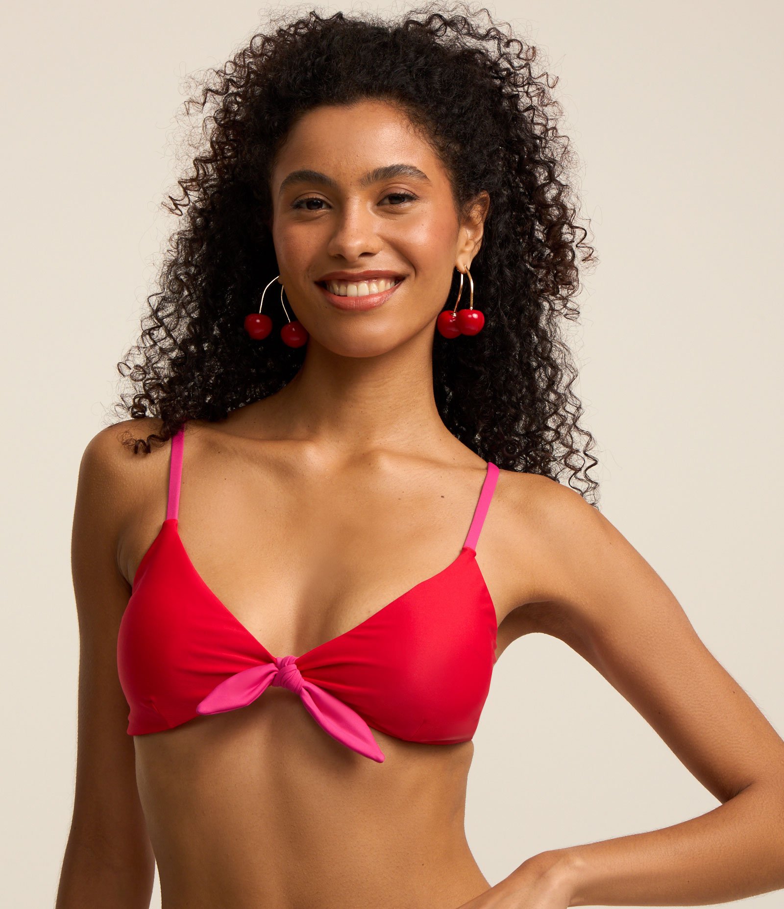 Biquíni Top Triangulo Microfibra com Amarração Vermelho 1
