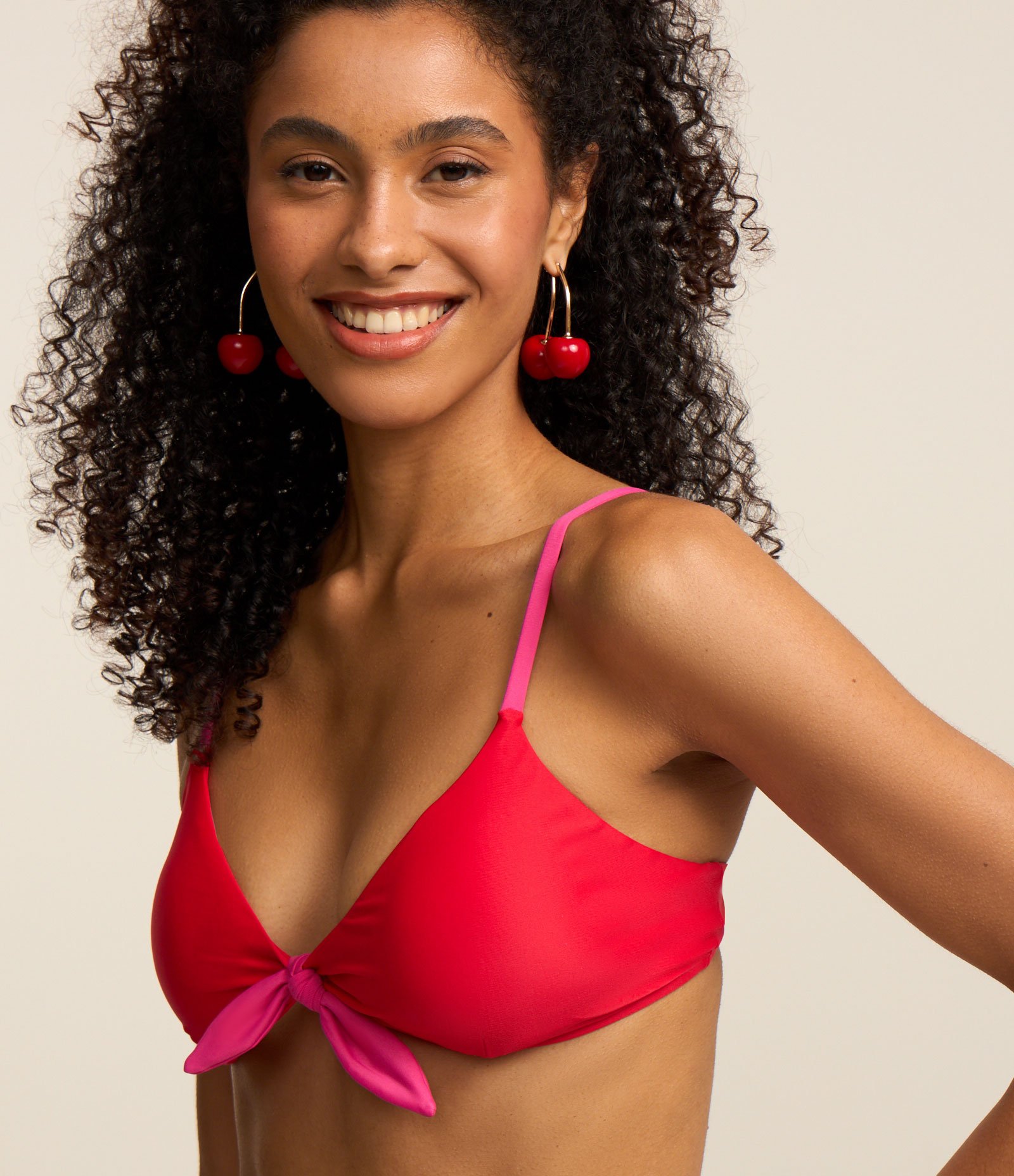 Biquíni Top Triangulo Microfibra com Amarração Vermelho 4