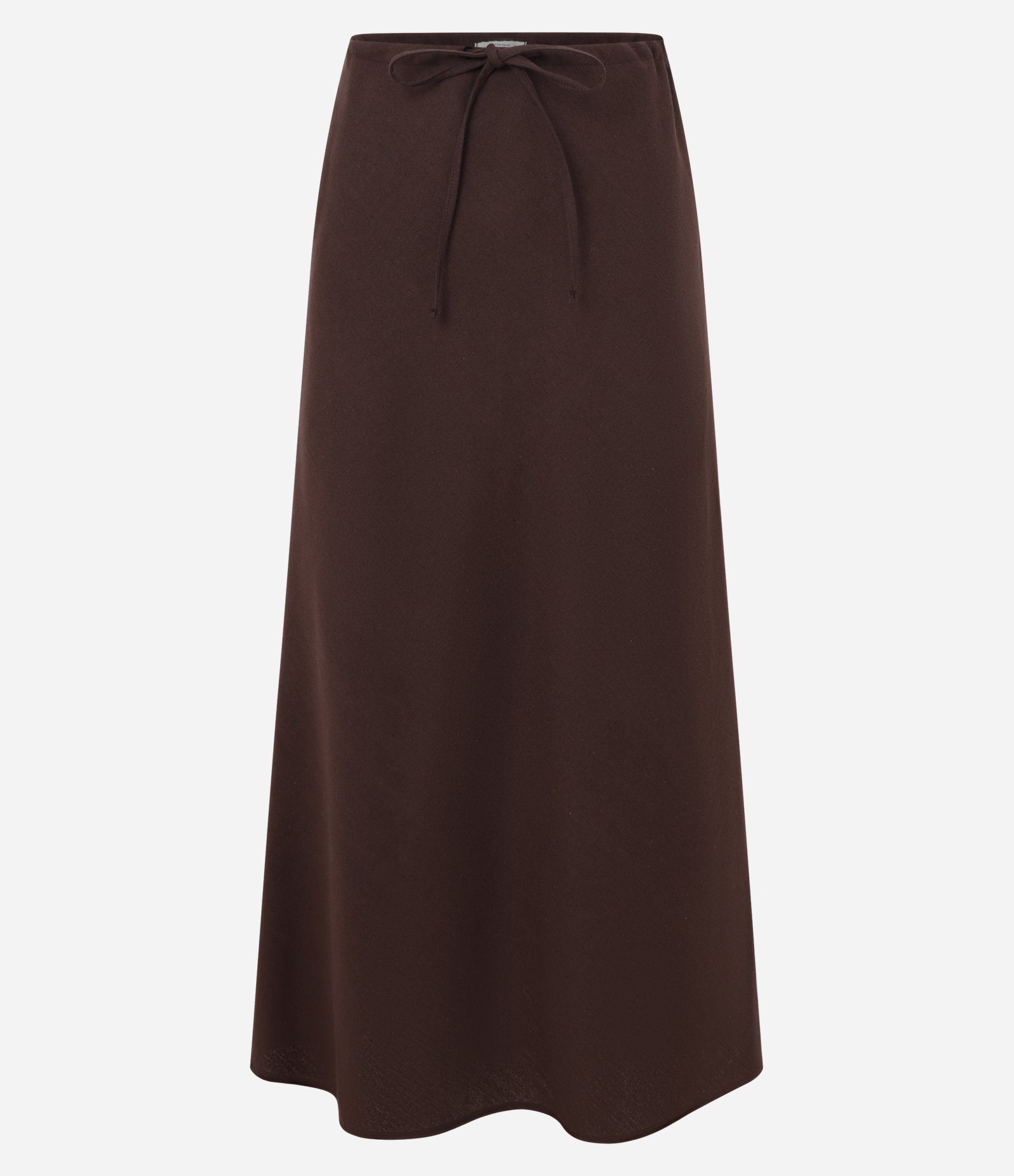 Saia Midi Em Linho Com Colissê No Cós Marrom 5