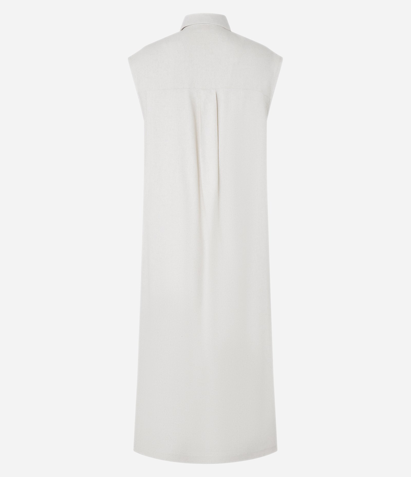 Vestido Chemise Plano com Linho e Botões Off White 2