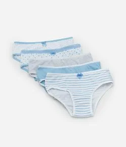 Kit 05 Calcinhas Infantis com Estampas Variadas - Tam  2 a 14 Anos