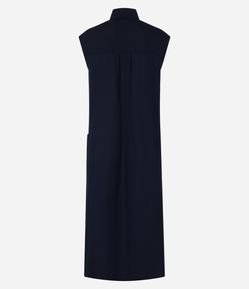 Vestido Chemise Plano com Linho e Botões