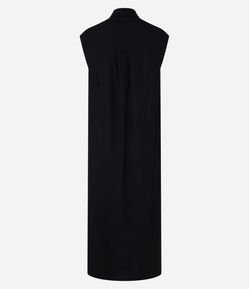 Vestido Chemise Plano com Linho e Botões