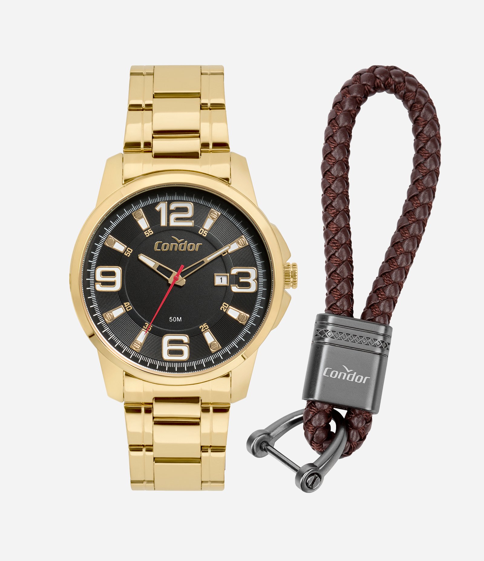 Kit Relógio Analógico Masculino Condor  Dourado 1