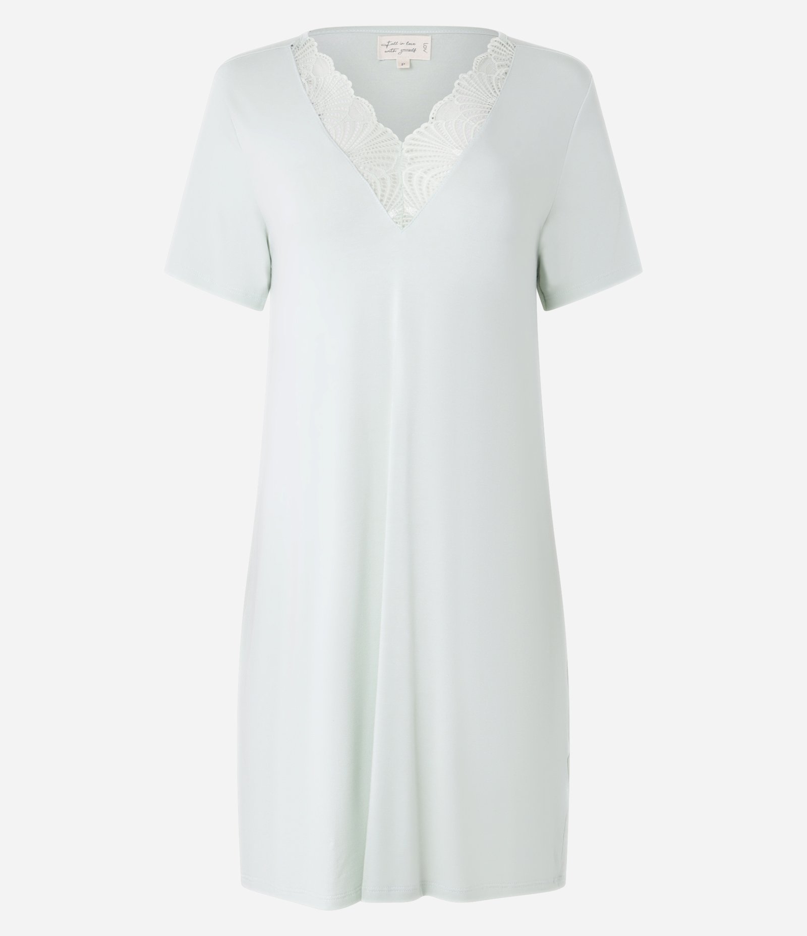 Camisola Manga Curta em Viscose Com Detalhe de Renda Branco 4