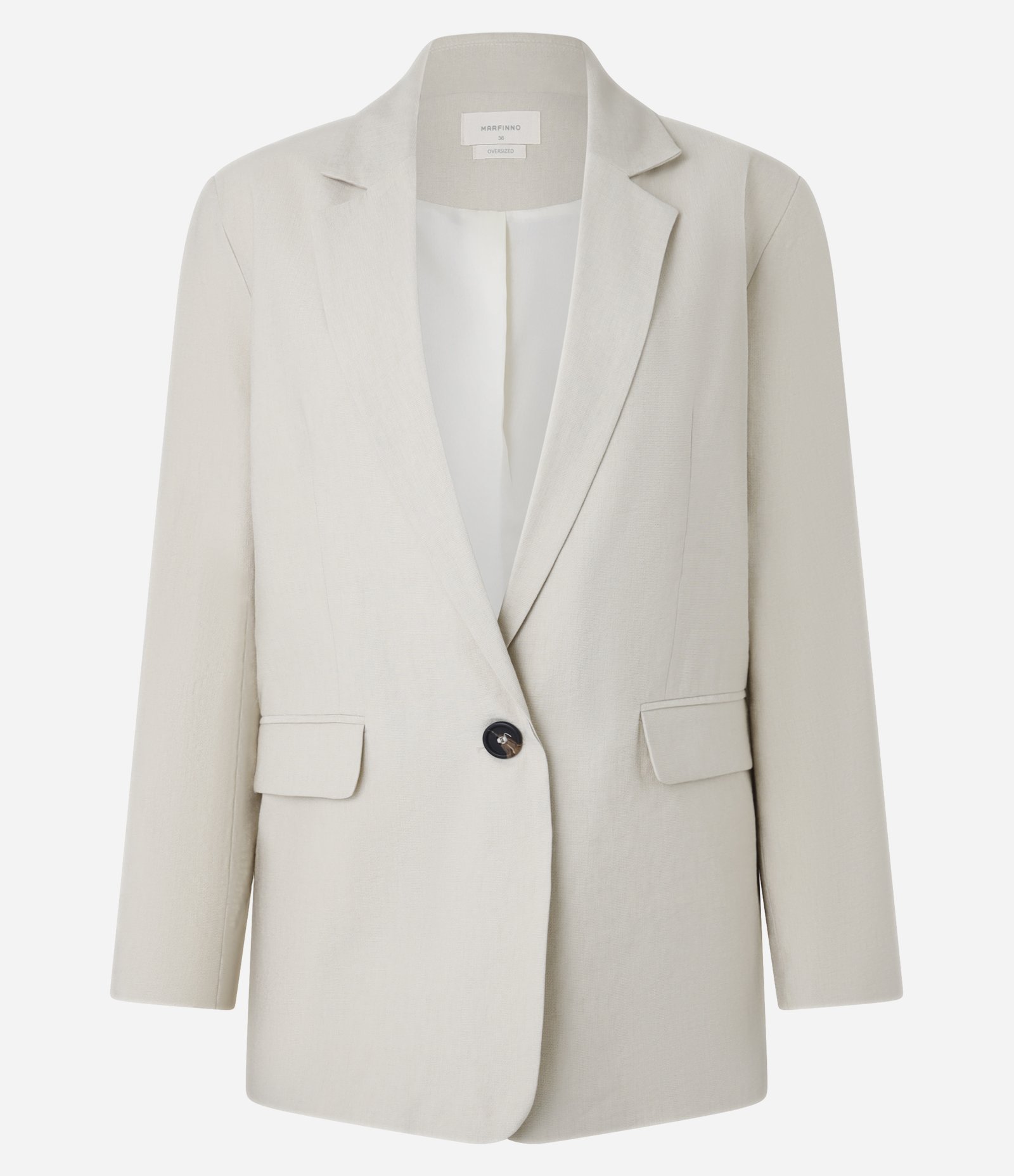 Blazer Oversized em Alfaiataria com Botão Único Bege 6