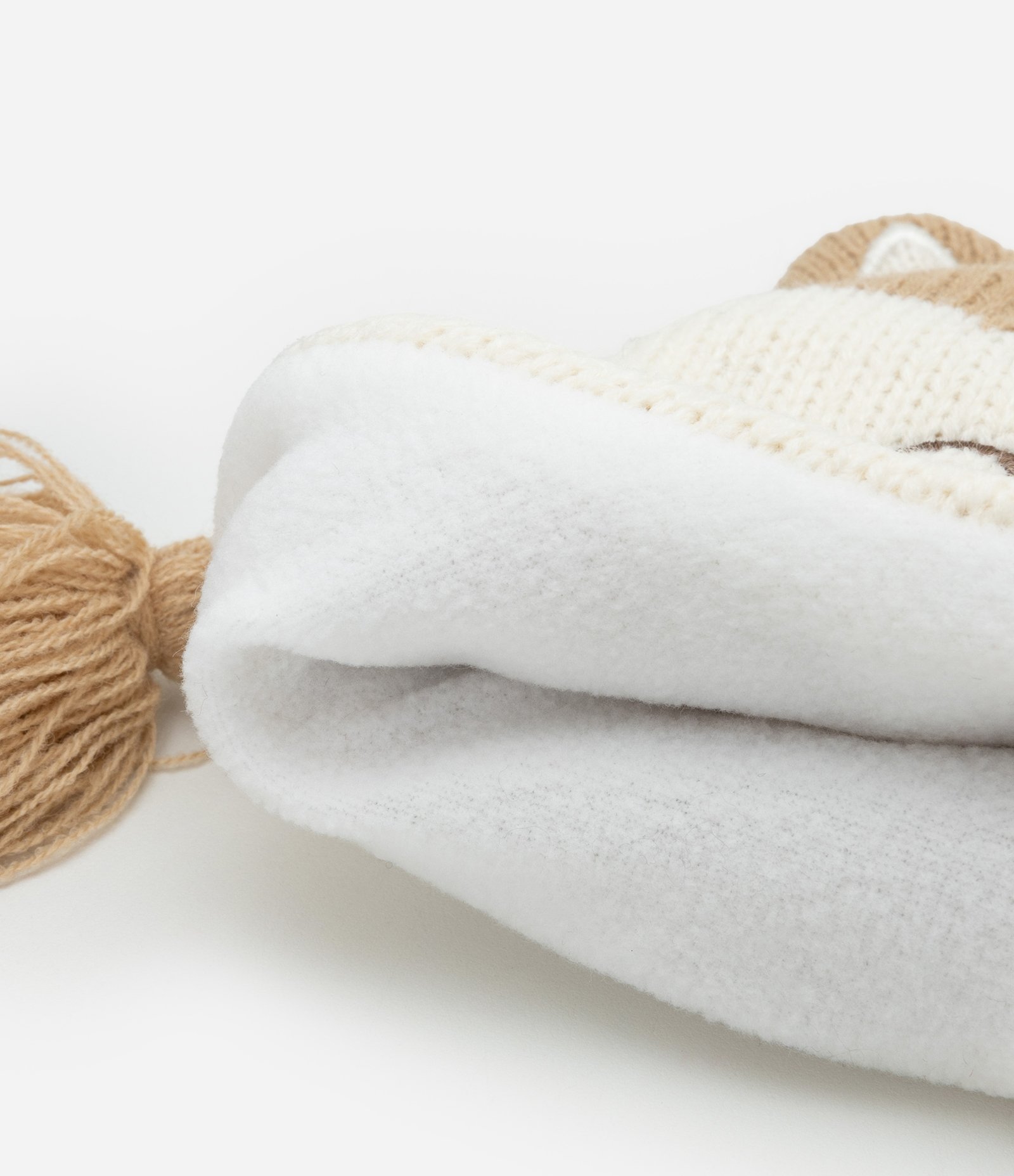 Conjunto Gorro e Luva em Tricô com Bordado Raposinha - Tam 0 a 12 meses Bege 2