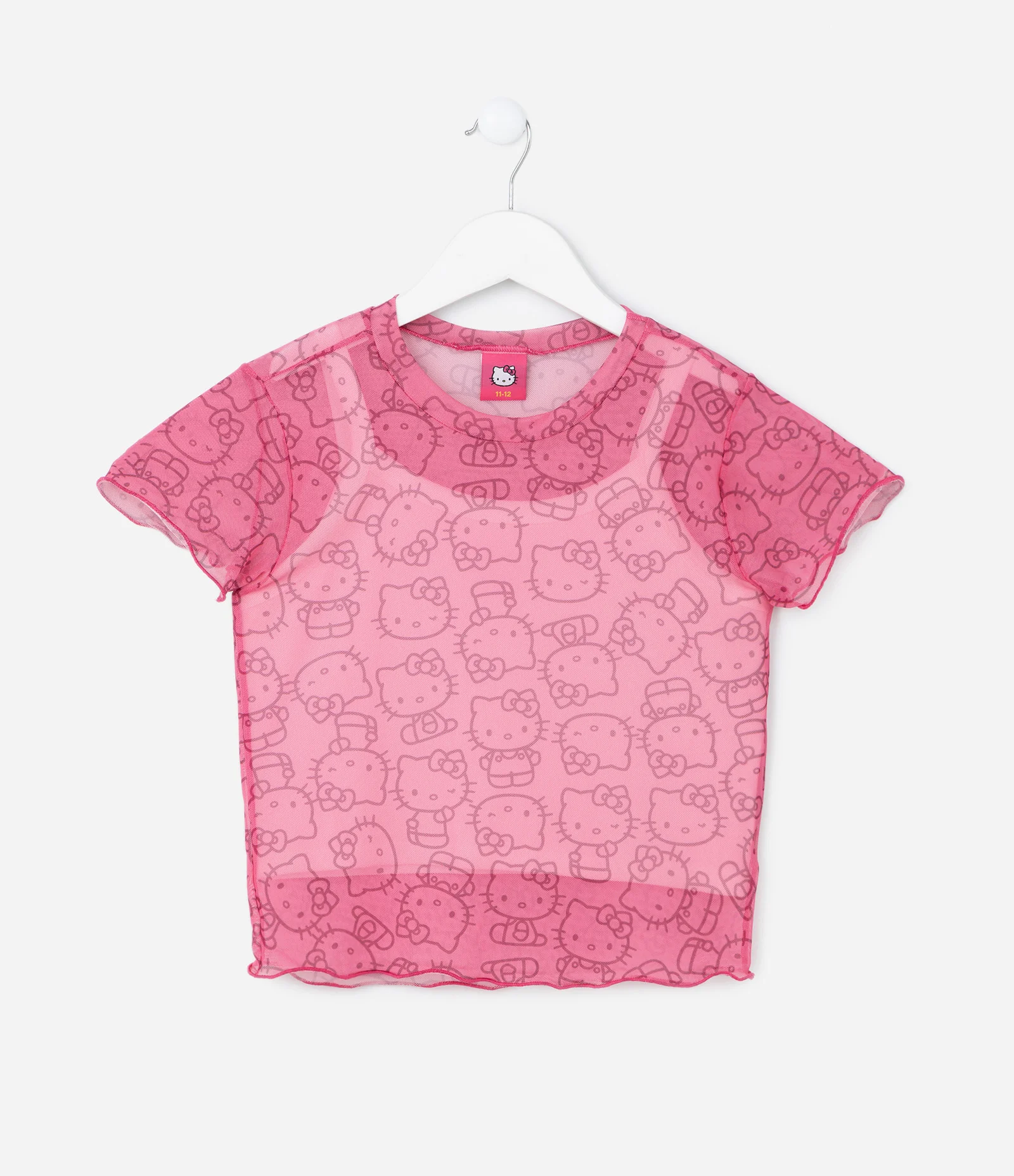 Camiseta Infantil em Tule com Estampa Hello Kitty - Tam 7 a 14 Anos Rosa 1
