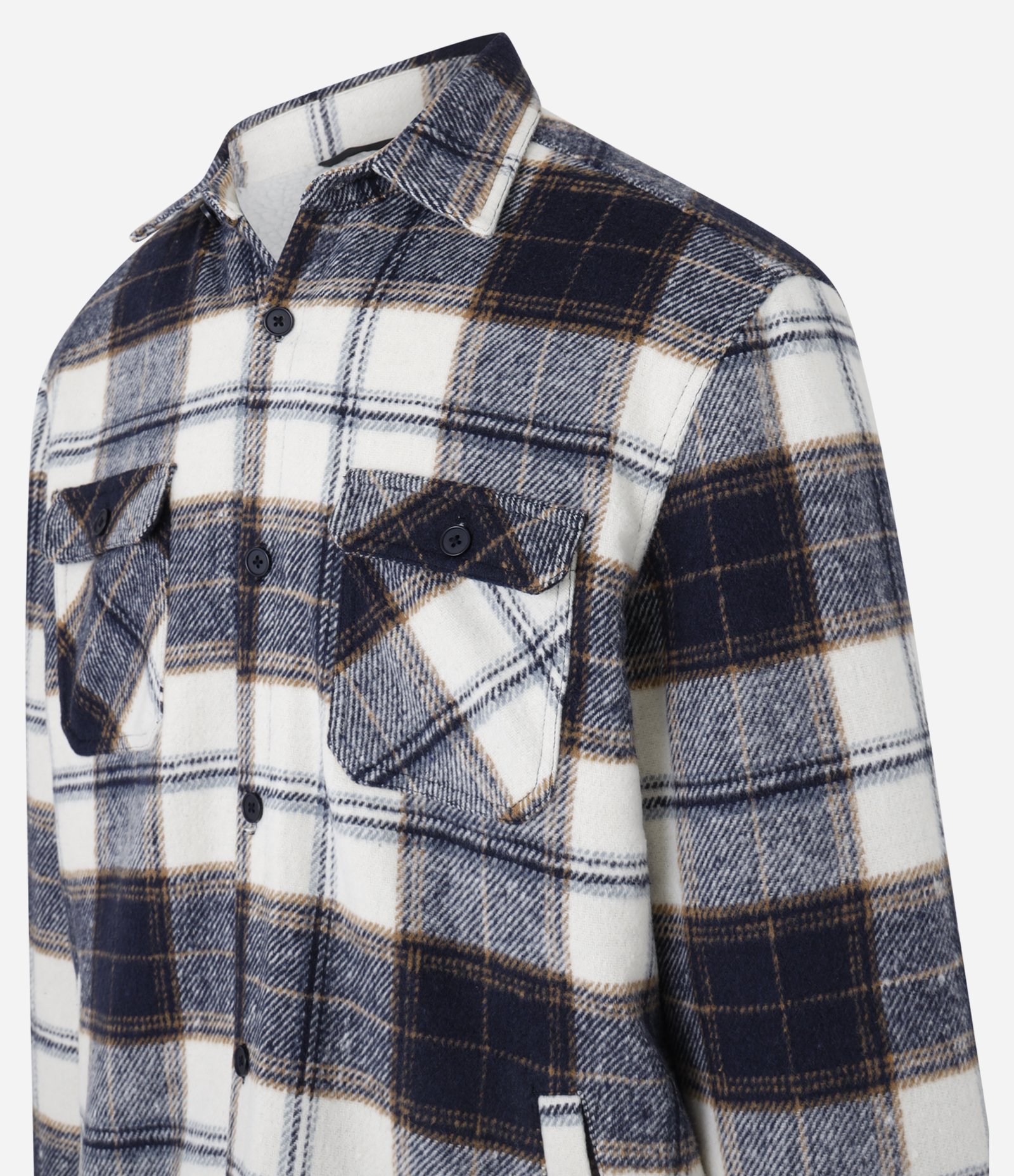 Jaqueta Trucker em Flanela com Estampa Xadrez e Sherpa Jeans/Marrom/Branco 9