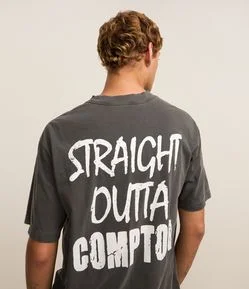 Camiseta Relaxed em Algodão com Estampa Lettering N.W.A