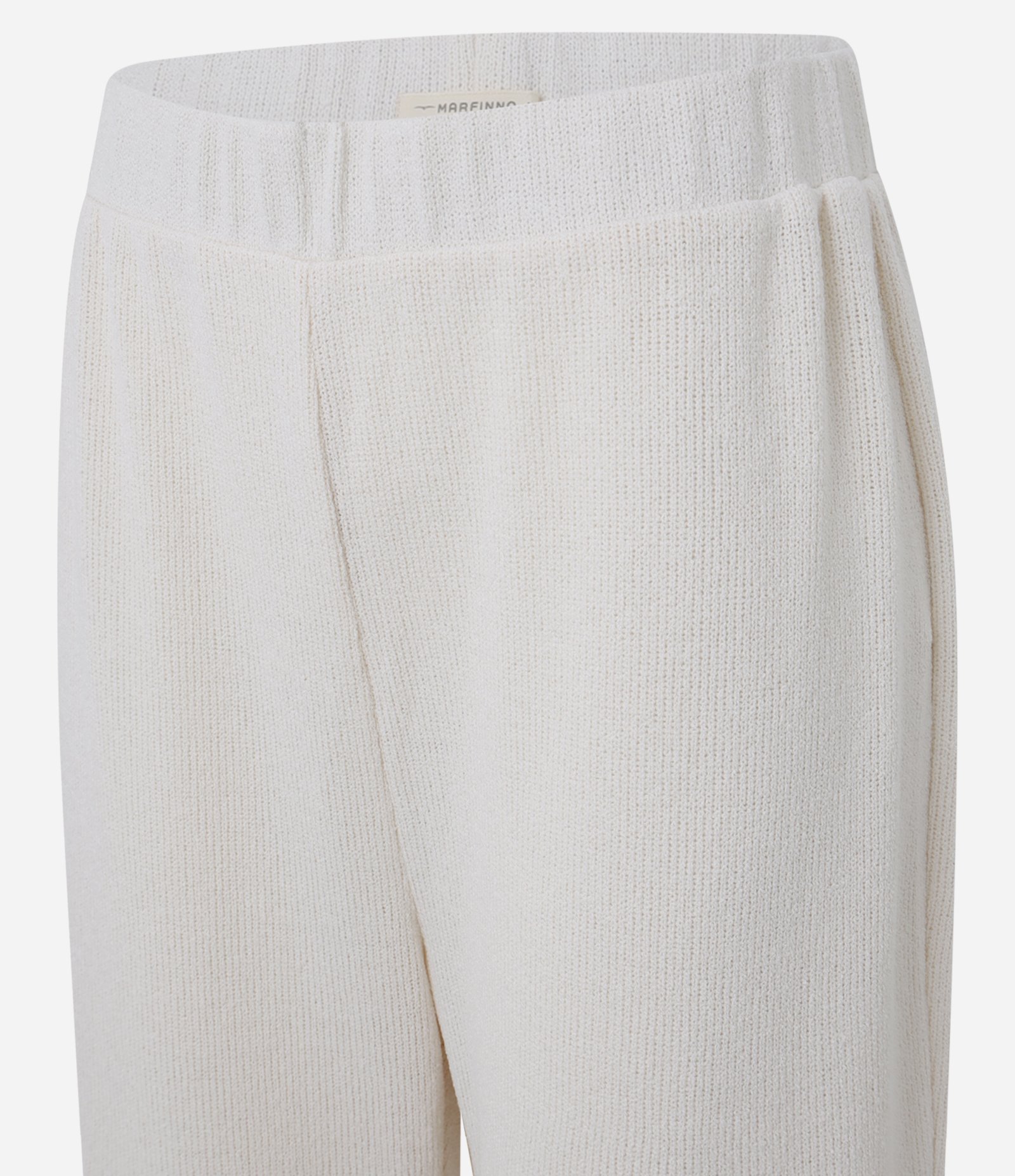 Calça Pantalona Canelada com Elástico no Cós Branco 6
