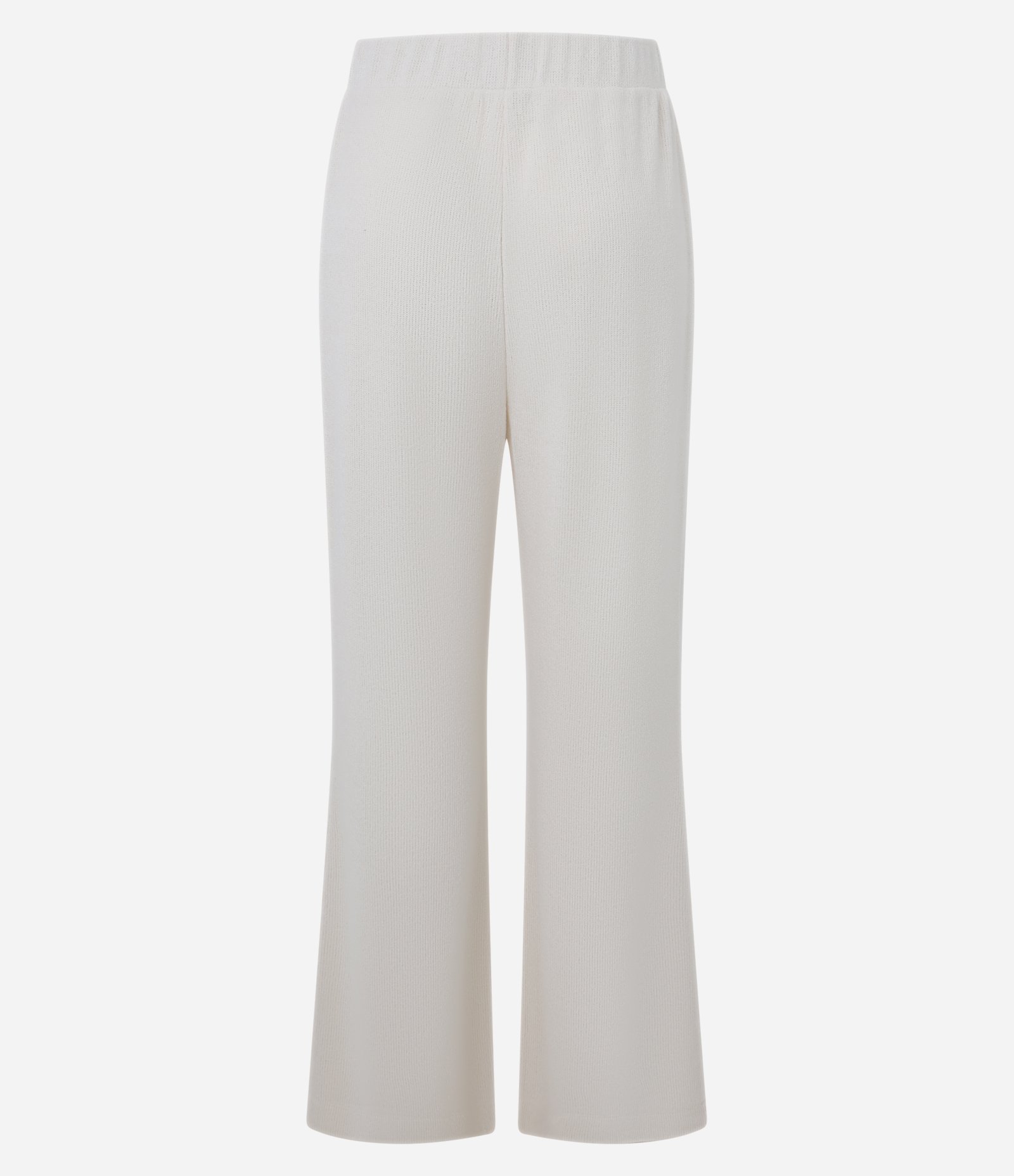 Calça Pantalona Canelada com Elástico no Cós Branco 7