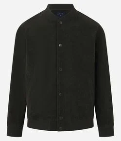 Jaqueta Bomber em Veludo Cotelê com Botões Forrados